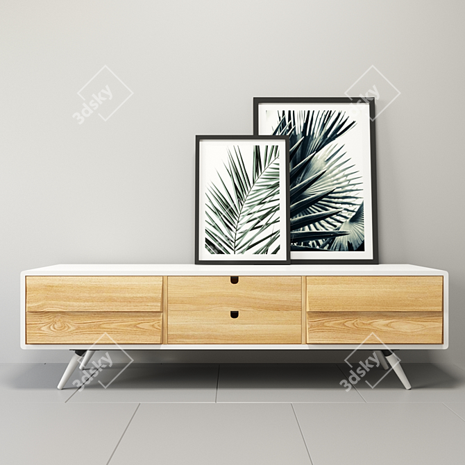 Elegant Palm Shade Sideboard 3D model image 1