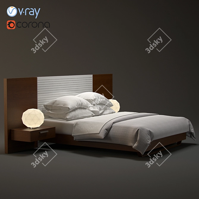 Modern Solid Wood Blake Bedframe 3D model image 1