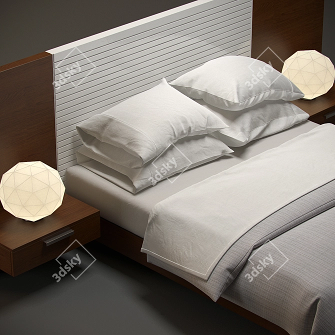 Modern Solid Wood Blake Bedframe 3D model image 3