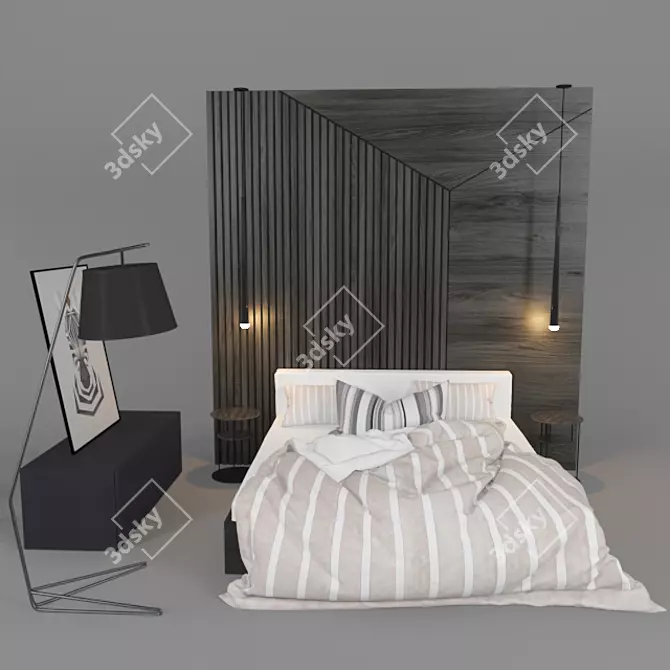 Elegant Vray 3.5 Bed B01 3D model image 1