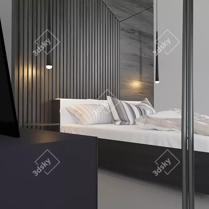 Elegant Vray 3.5 Bed B01 3D model image 2