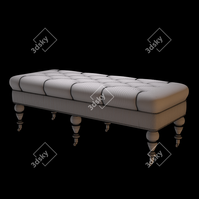 Elegant Charcoal Upholstered Bench 3D model image 2