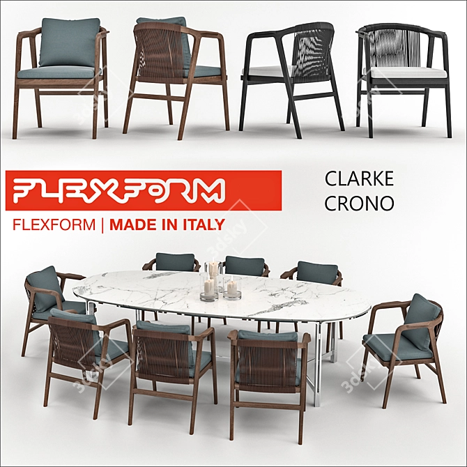 Sleek and Stylish: FLEXFORM Table & CLARKE Chair- CRONO 3D model image 1