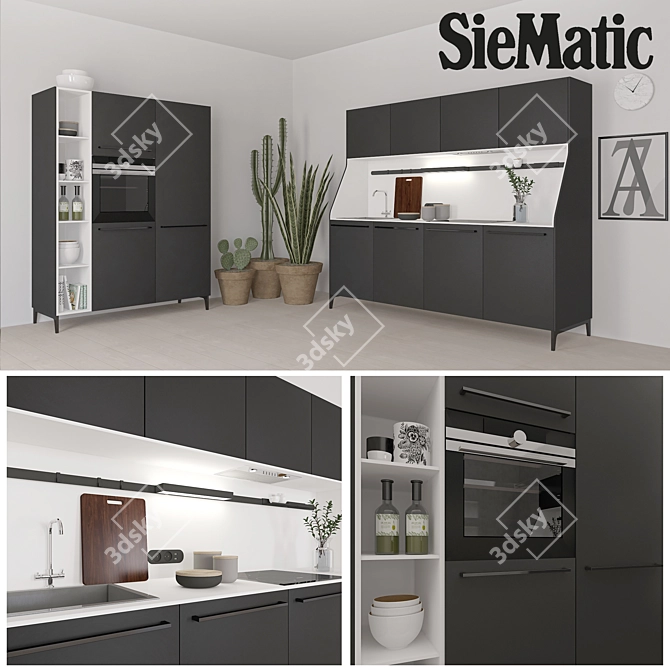 Urban Graphite: Stylish German SieMatic Kitchen 3D model image 1