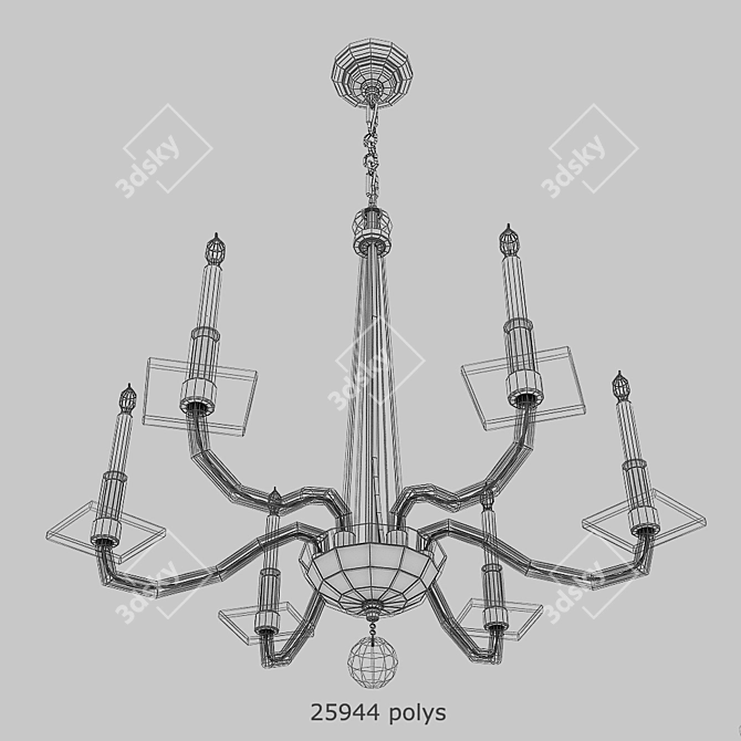 Elegant Crystal Ceiling Light 3D model image 3