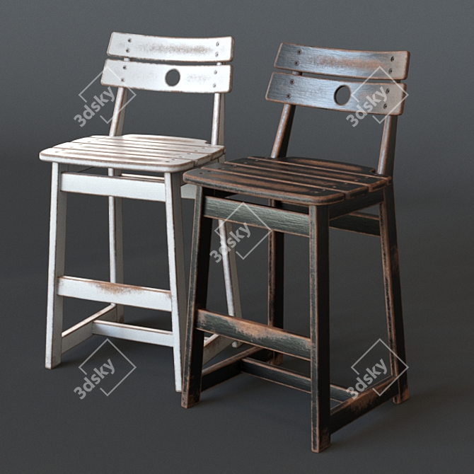 Tropical Chic: Tajá Outdoor Stool 3D model image 1