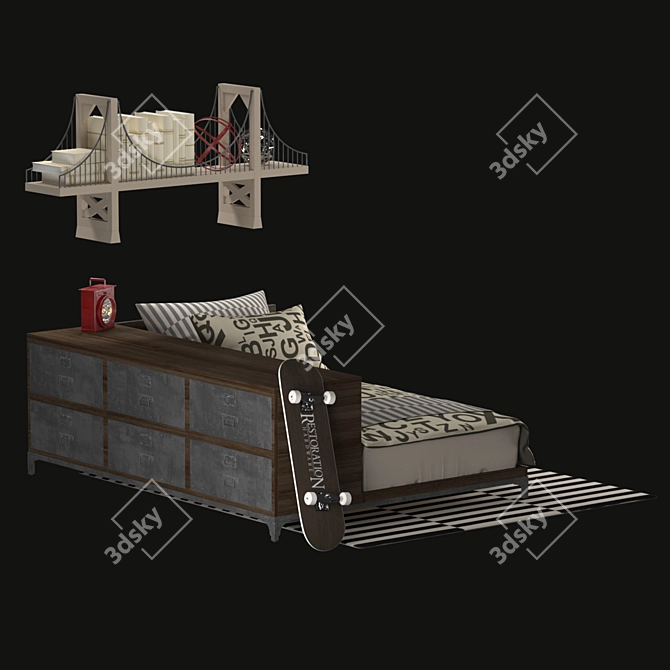 LockerStyle Teen Bed 3D model image 5