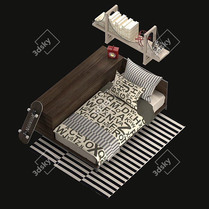 LockerStyle Teen Bed 3D model image 7