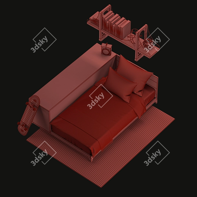 LockerStyle Teen Bed 3D model image 9