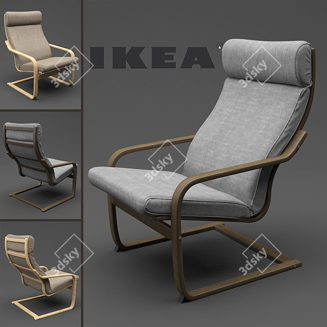 Modern Comfort: IKEA POÄNG Chair 3D model image 1