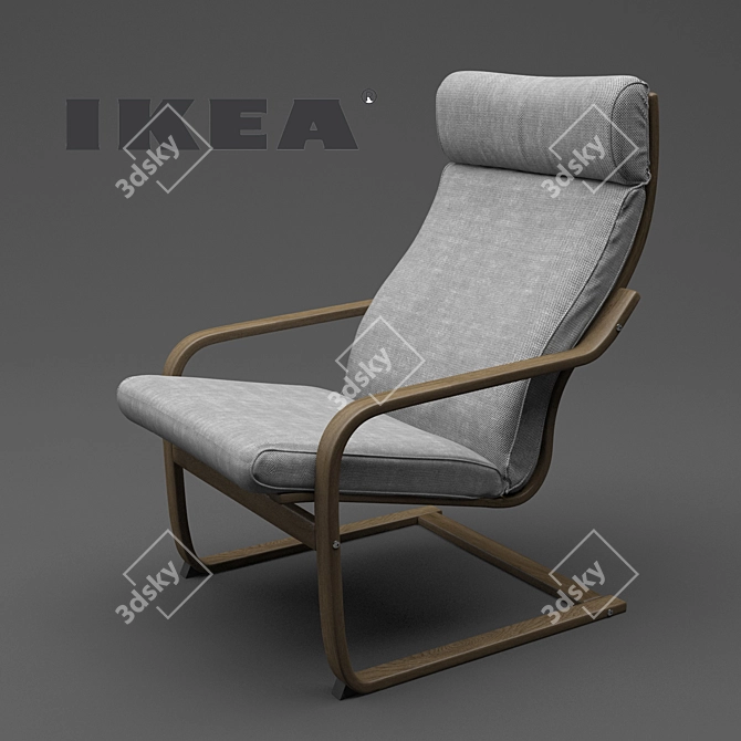 Modern Comfort: IKEA POÄNG Chair 3D model image 2