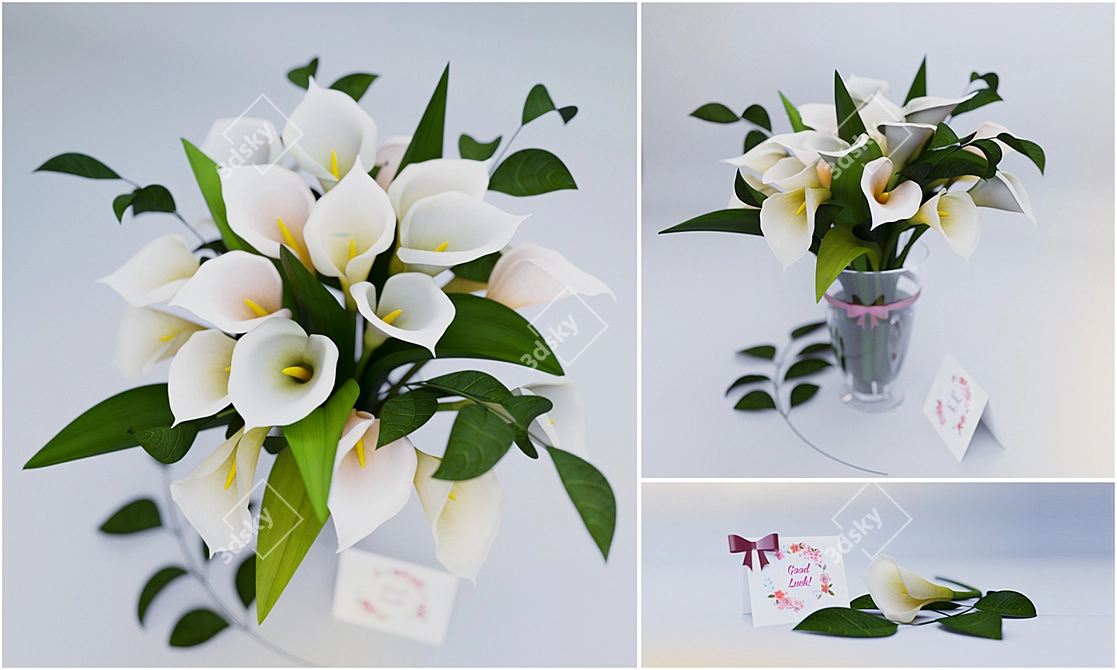 Product Title: Elegant Callas Bouquet 3D model image 2