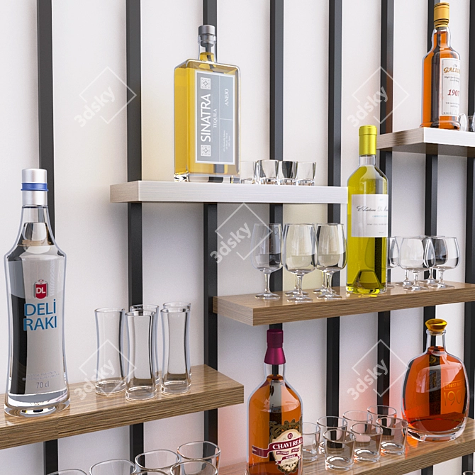 9-Piece Alcoholic Drink & Glass Set 3D model image 2