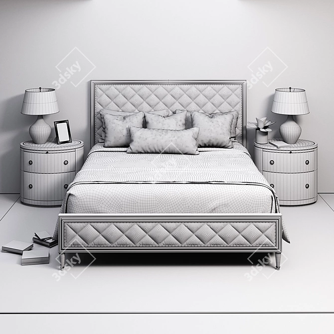 Eternal Glamour Pearl Bed 3D model image 3