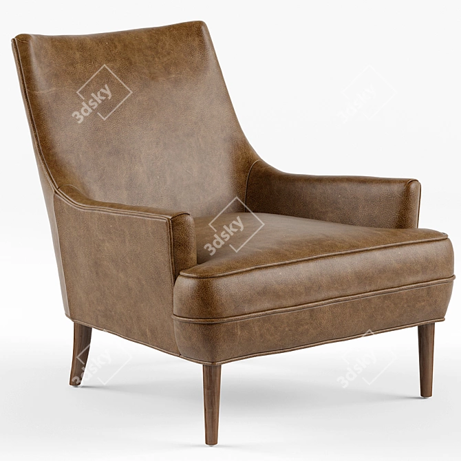 Vanda Camel Brown Leather Armchair 3D model image 1