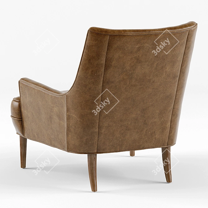 Vanda Camel Brown Leather Armchair 3D model image 2