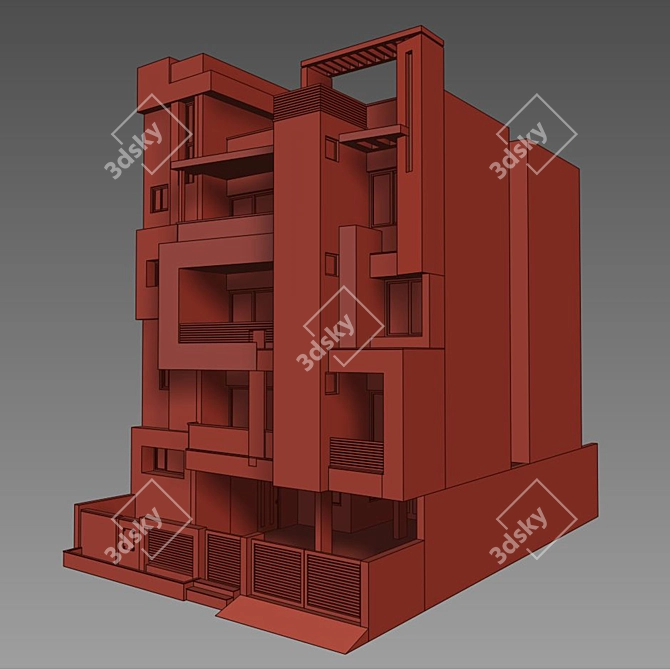 Modern Indian Multi-Story Residence 3D model image 3