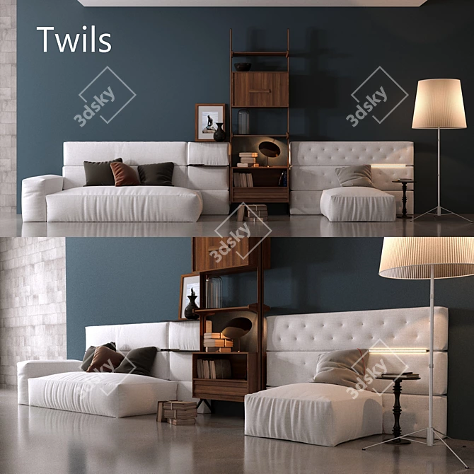 Contemporary Twils Living Set 3D model image 1