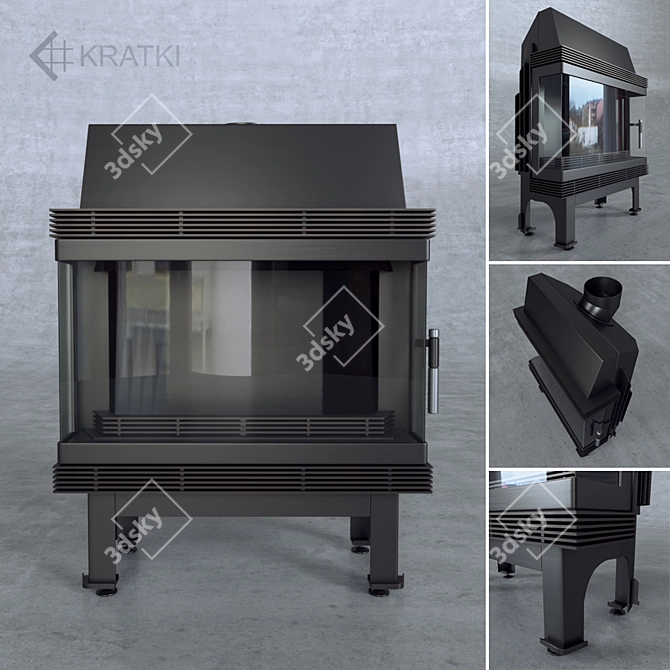 Modern Steel Fireplace Insert: Kratki Blanka 910 14 kW 3D model image 1