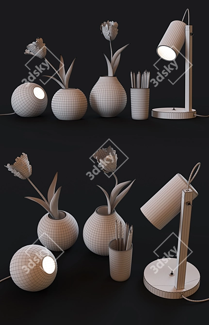 Stylish Table Lamp & Decor  3D model image 3