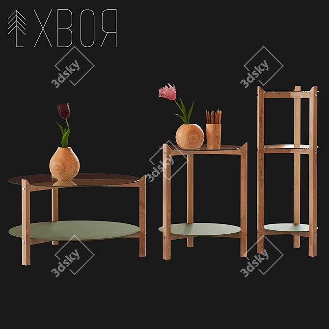 Stylish HVOYA Table Set 3D model image 1