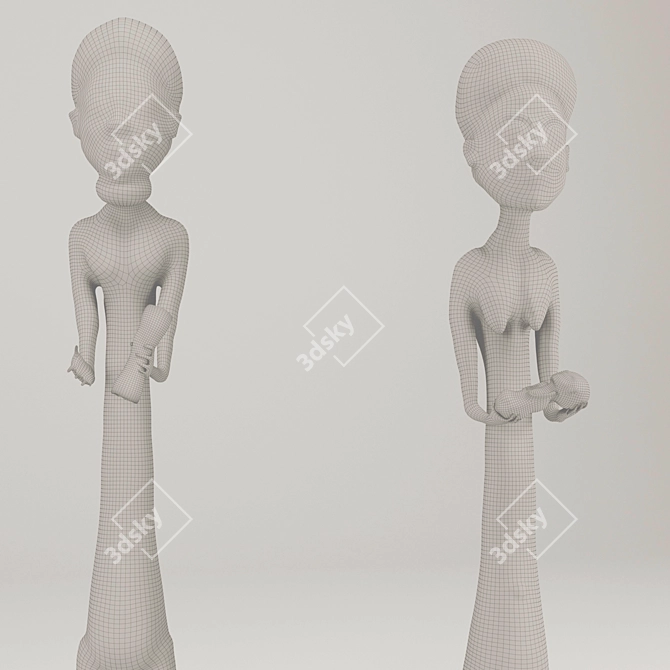 Exquisite Ethnic Wood Statue 3D model image 2