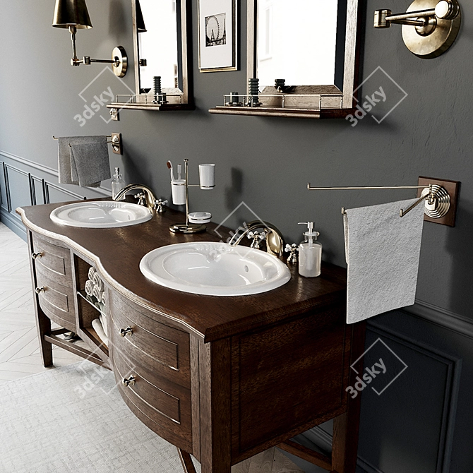 Elegant Bath Curbstone 3D model image 2