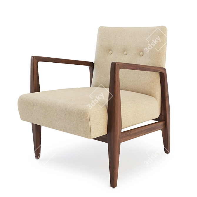 Sleek Walnut Armchair: Jens Risom 3D model image 1