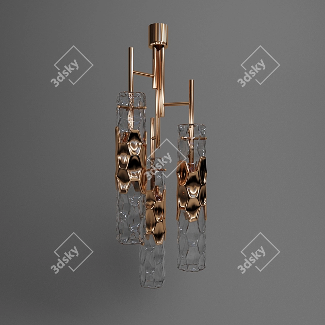 Eco-friendly Bamboo Ceiling Light 3D model image 1