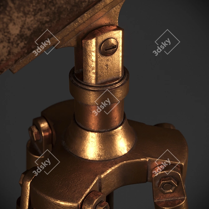 Vintage Brass Telescope on Tripod Stand 3D model image 2