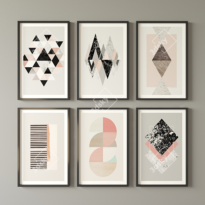 Geometric Harmony: Set of Paintings 3D model image 2