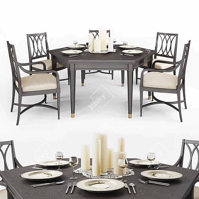 Coastal Living Resort: Soledad Promenade Leg Table and Heritage Coast Chairs 3D model image 1