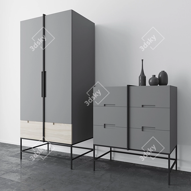 Elegant Rosenau Wardrobe & Ursula Chest 3D model image 1