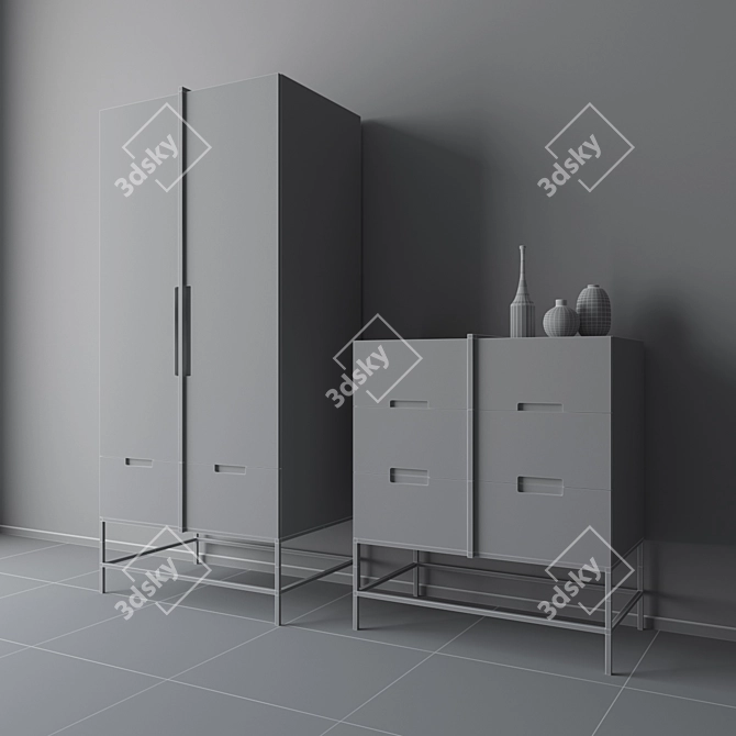 Elegant Rosenau Wardrobe & Ursula Chest 3D model image 3