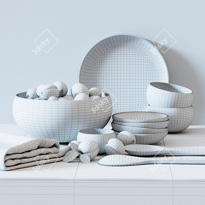 Modern Kitchen Set: 3D Model 3D model image 2