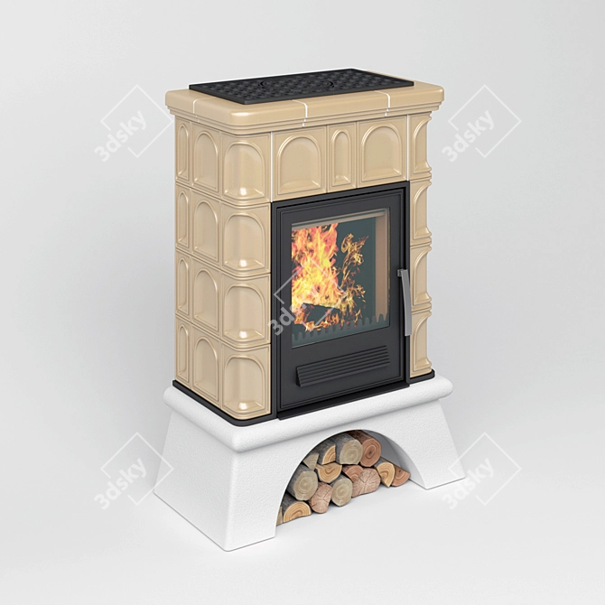 ABX Britania L Tiled Stove-Fireplace 3D model image 1