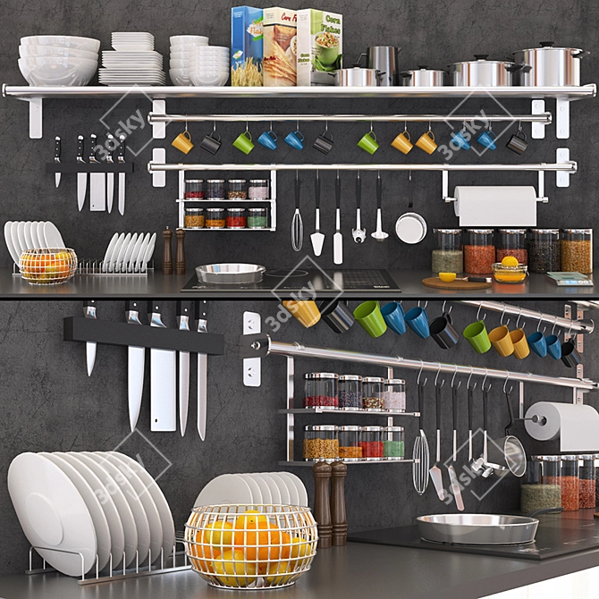 Kitchen Decor Set - 3 | Stylish Kitchen Accessories 3D model image 1