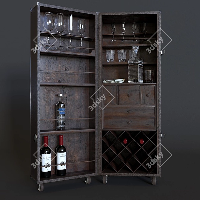 Sleek Modern Bar Cabinet 3D model image 1