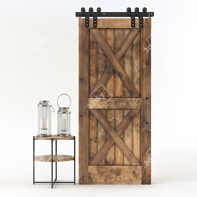 Rustic Charm Barn Door 3D model image 1