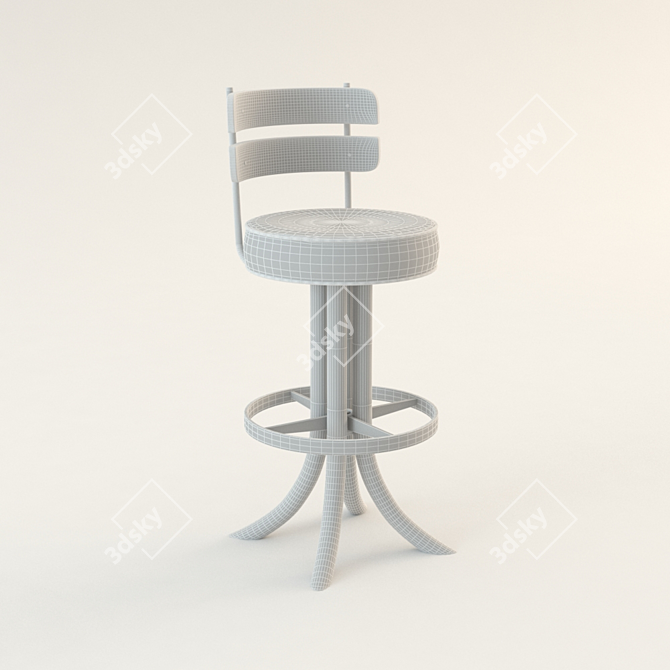 Elegant Swivel Bar Stool with Lucite & Brass 3D model image 3