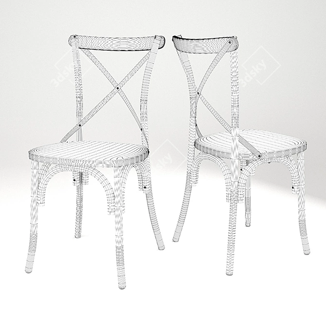  Sleek Ebony Cross Chair: Bella's Black Beauty 3D model image 3
