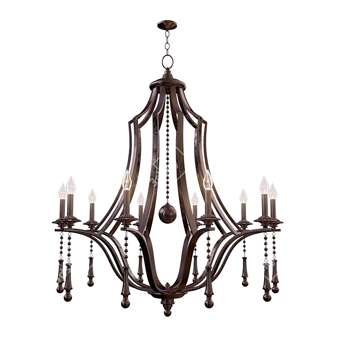 Elegant 10-Light English Bronze Chandelier 3D model image 1