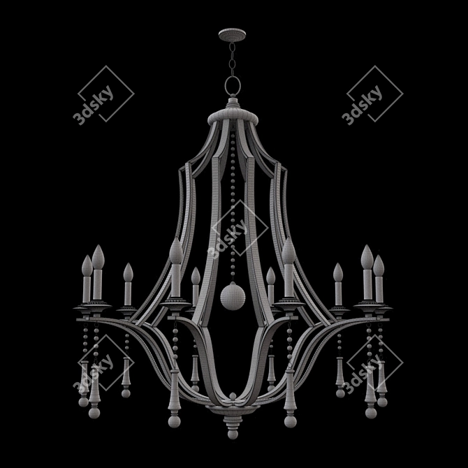 Elegant 10-Light English Bronze Chandelier 3D model image 2