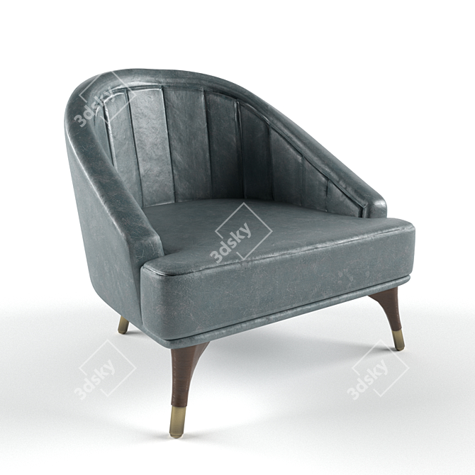 Luxury Green Leather Armchair 3D model image 1