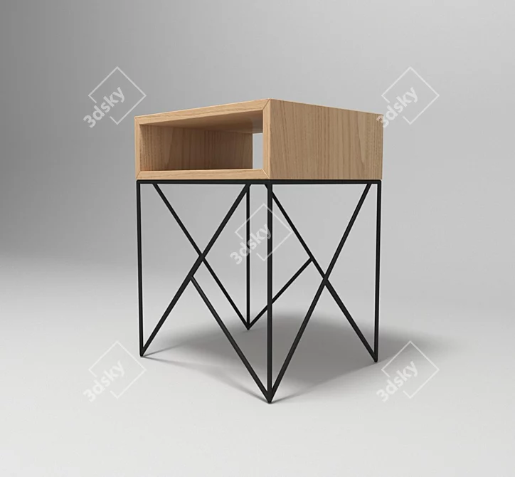 Elegant Prince's Cupboard: Black Legs, Light Oak Countertop 3D model image 1