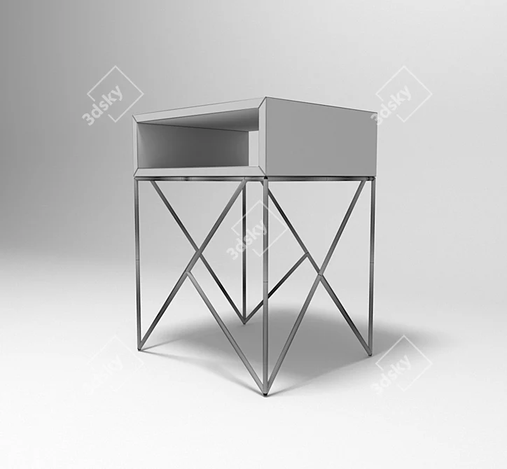 Elegant Prince's Cupboard: Black Legs, Light Oak Countertop 3D model image 2