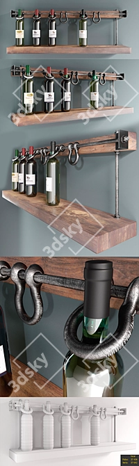Industrial Loft Wine Rack 3D model image 2