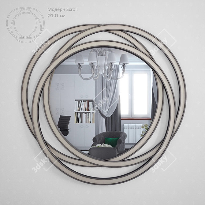 Scroll Frame Mirror: Modern Elegance for any Room 3D model image 1