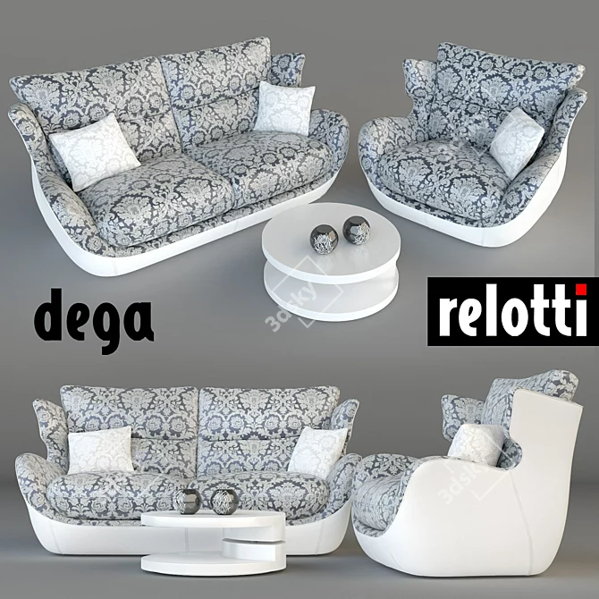 Title: Relotti Dega Sofa & Chair Set 3D model image 1