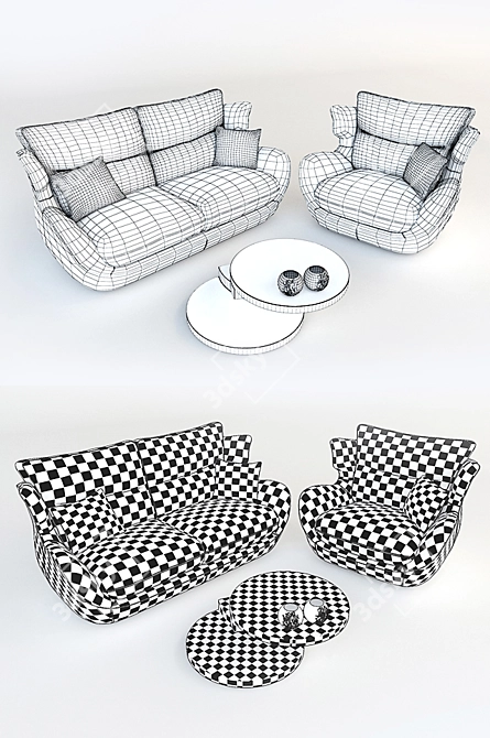 Title: Relotti Dega Sofa & Chair Set 3D model image 3